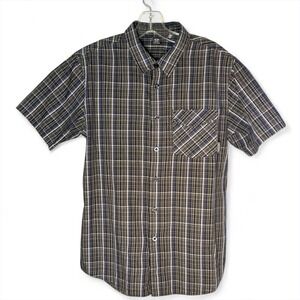 Oakley Shirt Mens‎ Medium Plaid Button Up Short Sleeve Pocket Embroidered
